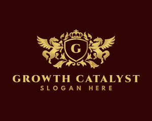 Crown Shield Pegasus logo design