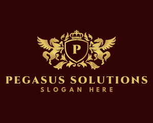 Crown Shield Pegasus logo design