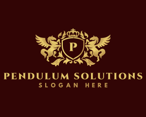 Crown Shield Pegasus logo design