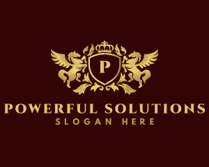 Crown Shield Pegasus logo design