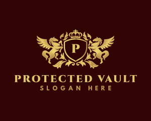 Crown Shield Pegasus logo design