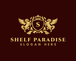 Crown Shield Pegasus logo design