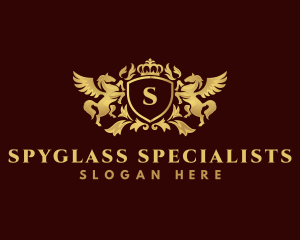 Crown Shield Pegasus logo design