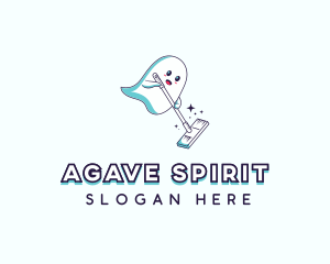 Cartoon Ghost Cleaner logo design