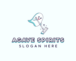 Cartoon Ghost Cleaner logo design