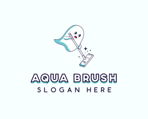 Cartoon Ghost Cleaner logo design