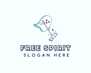 Cartoon Ghost Cleaner logo design