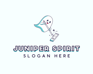 Cartoon Ghost Cleaner logo design