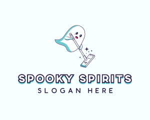 Cartoon Ghost Cleaner logo design