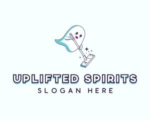 Cartoon Ghost Cleaner logo design