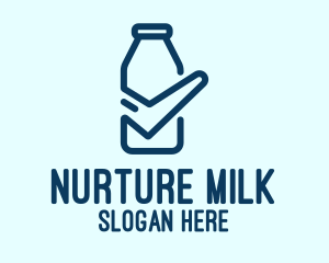 Blue Check Milk Bottle logo design