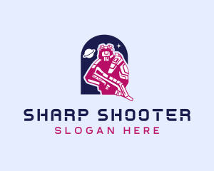 Space Robot Shooter logo design