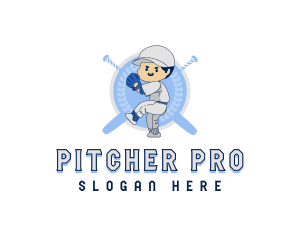 Young Baseball Pitcher logo design