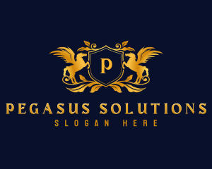 Premium Pegasus Shield logo design