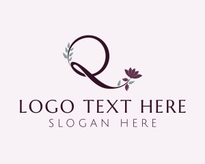 Elegant Flower Letter Q  logo