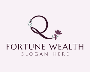 Elegant Flower Letter Q  Logo