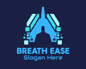 Blue Digital Lungs Tech logo design