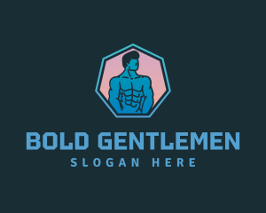 Masculine Bodybuilder Muscle logo design