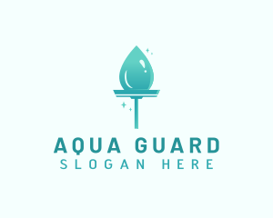 Water Droplet Squeegee logo design