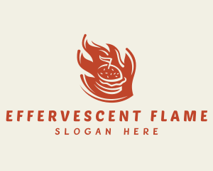 Flame Hamburger Snack logo design