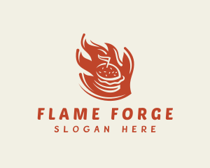 Flame Hamburger Snack logo design