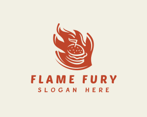 Flame Hamburger Snack logo design