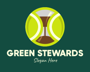 Green Tennis Ball Hourglass logo design