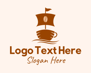 Coffee - Brown Coffee Boat logo design
