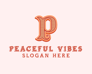 Victorian Retro Boutique Letter P logo design