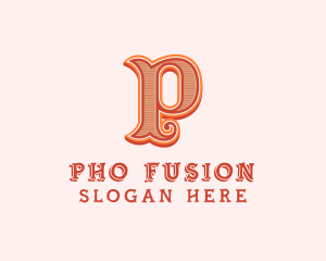 Victorian Retro Boutique Letter P logo design