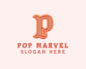 Victorian Retro Boutique Letter P logo design