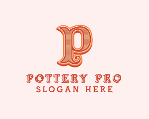 Victorian Retro Boutique Letter P logo design