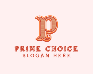 Victorian Retro Boutique Letter P logo design