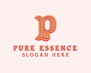 Victorian Retro Boutique Letter P logo design