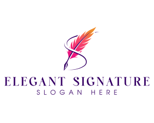 Quill Feather Writing logo design