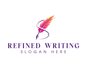 Quill Feather Writing logo design