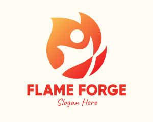 Gradient Flame Person logo design