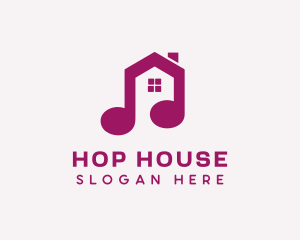 Purple Music Note House logo design