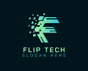 Pixel Tech Letter F logo design