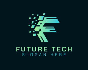 Pixel Tech Letter F logo design