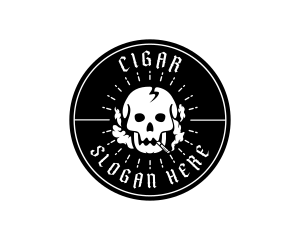 Smoke Cigarette Skull logo design