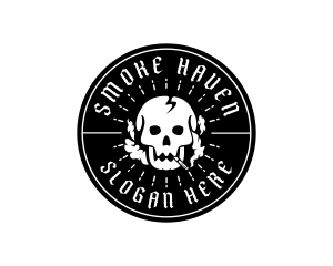 Smoke Cigarette Skull logo design