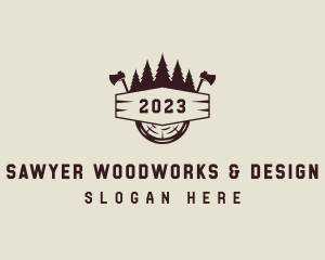 Lumberjack Axe Woodworking logo design