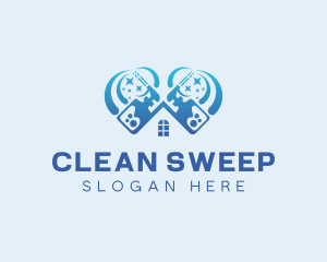 Spray Bottle House Cleaning logo design