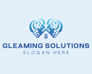 Spray Bottle House Cleaning logo design