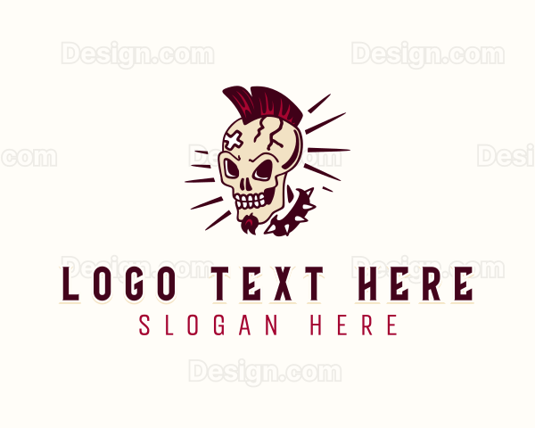 Skull Mohawk Rockstar Logo