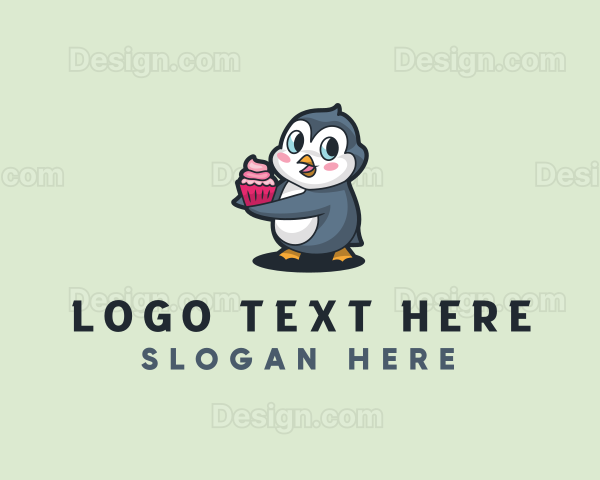 Penguin Cupcake Food Logo