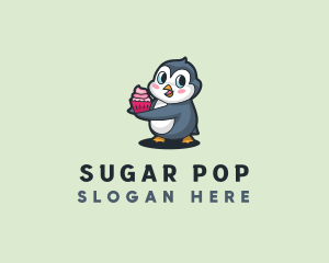 Penguin Cupcake Food logo design