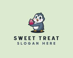 Penguin Cupcake Food logo design