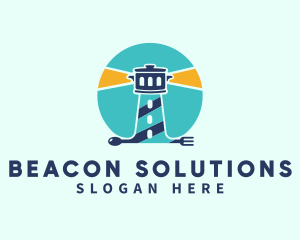 Cutlery Lighthouse Beacon logo design